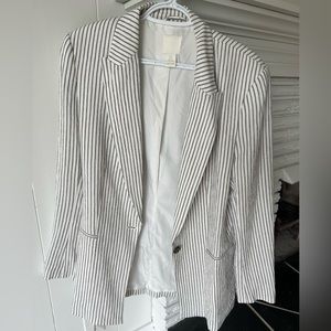 Black and white pinstripe blazer